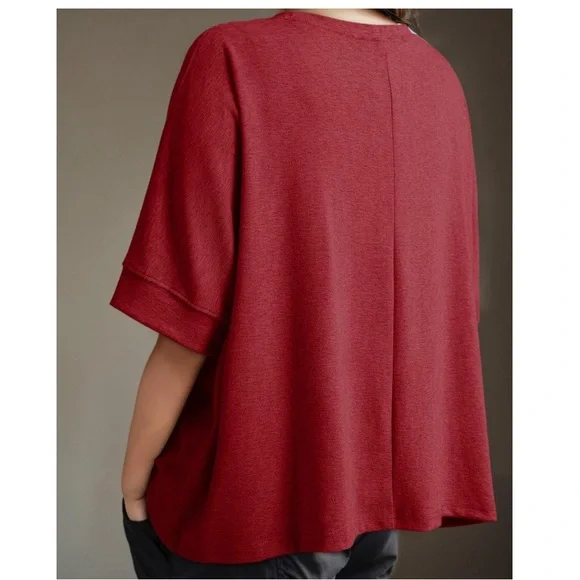 NWT Deep Red Oversized Cropped Tee Size L - Picture 3 of 5